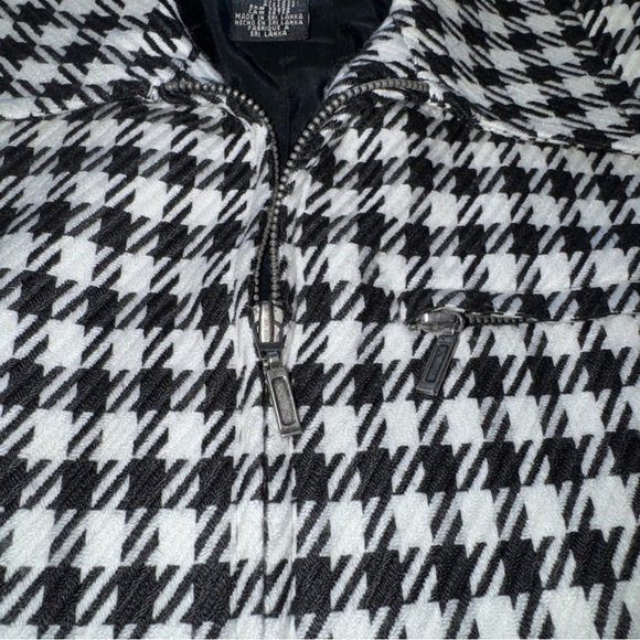 Haggar Women’s Black White Houndstooth 2 Pc Skirt Suit 8 Fringe Hem Zip Jacket - Picture 3 of 11